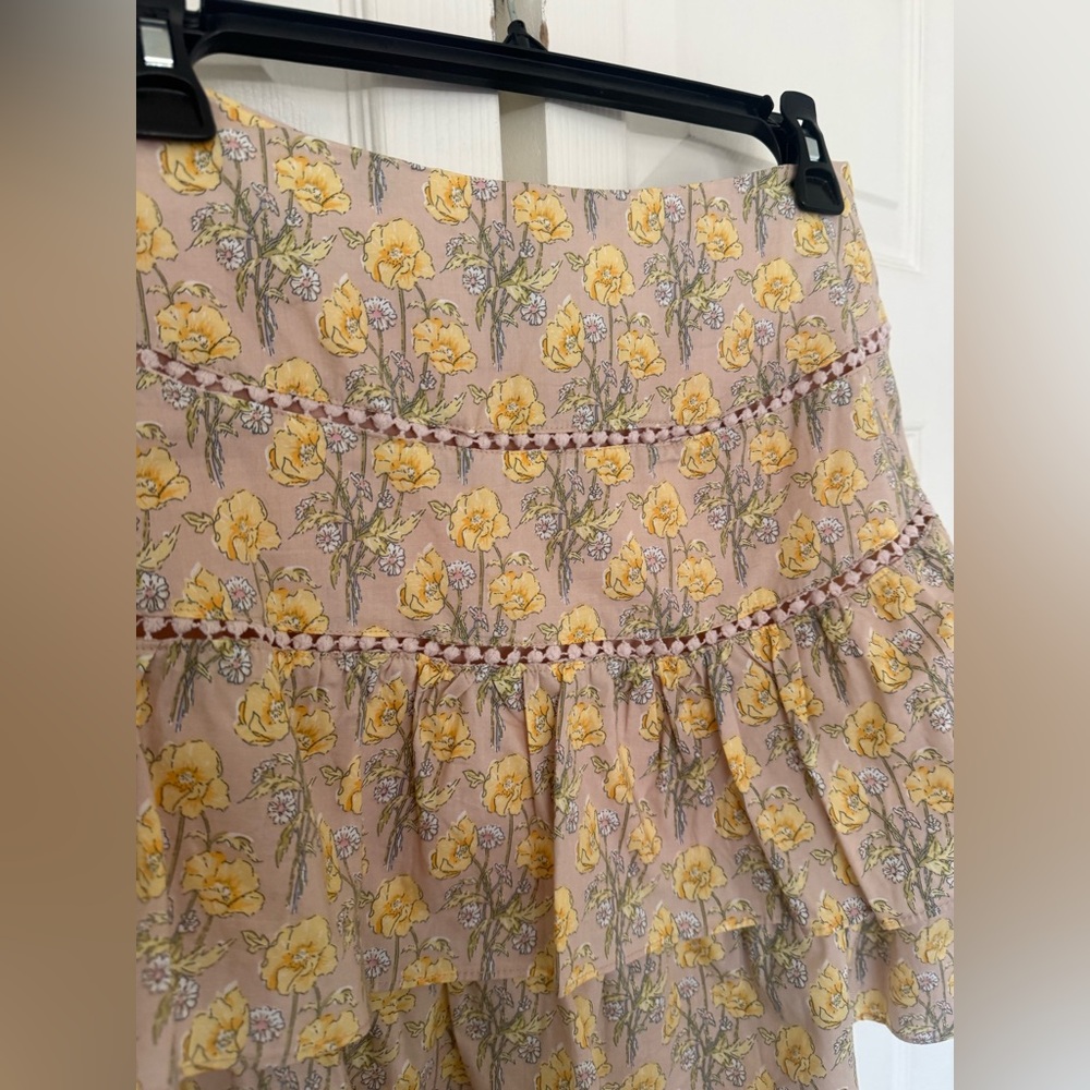 NWT Mable Chance of Sun Floral Two Piece Set Puff Sleeve Top Tiered Skirt Large - Picture 12 of 16